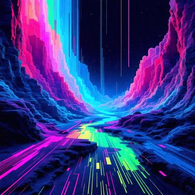 The primary subject of the image is a vibrant, colorful tunnel that appears to be made of neon lights. The tunnel is illuminated by a blue light, creating a striking visual effect. The setting is a dark background, which contrasts with the bright colors of the tunnel. The visual style of the image is digital art, as it is a computer-generated representation of a neon tunnel. The dominant colors are blue, green, and pink, creating a lively and energetic atmosphere.